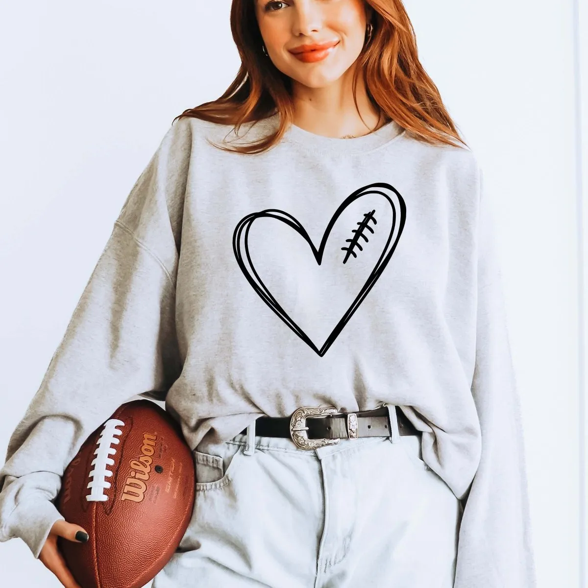 Football Heart Wholesale Sweatshirt - Quick Shipping