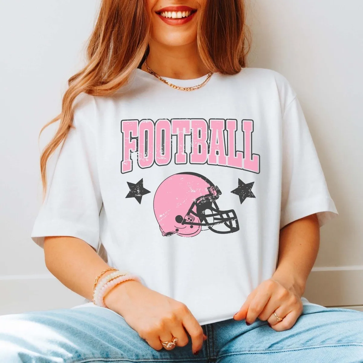 Football Helmet Pink Wholesale Graphic Tee - Fast Shipping