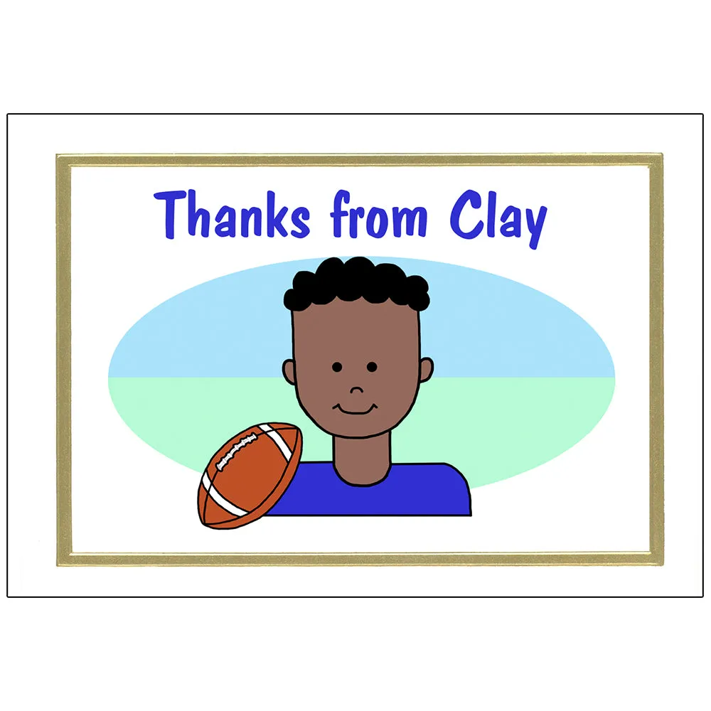 Football Kid Thank You Note Cards