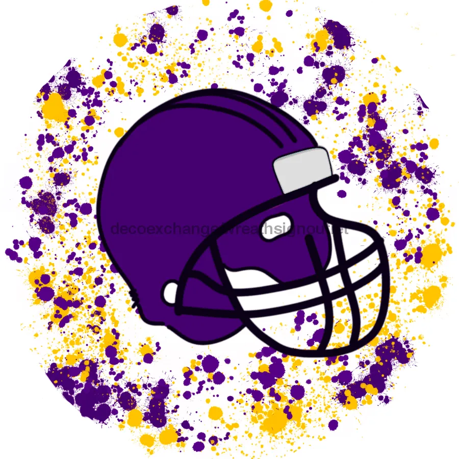 Football Sign, Purple and Gold Football, Sports Sign, Sign VINYL-DECOE-732, Sign For Wreath, 10" Vinyl Round