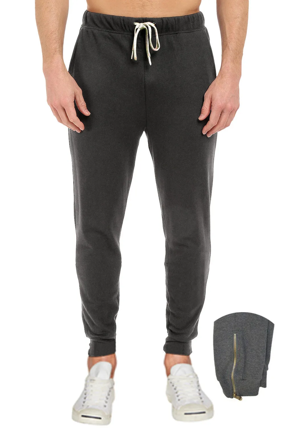 French Terry Fleece Pants With Leg Zipper