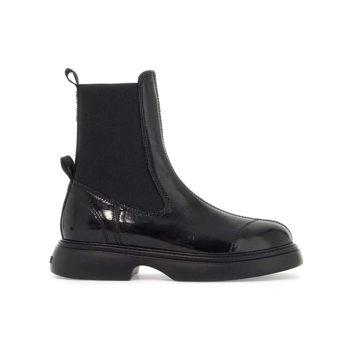 Ganni chelsea shiny faux leather ankle boots