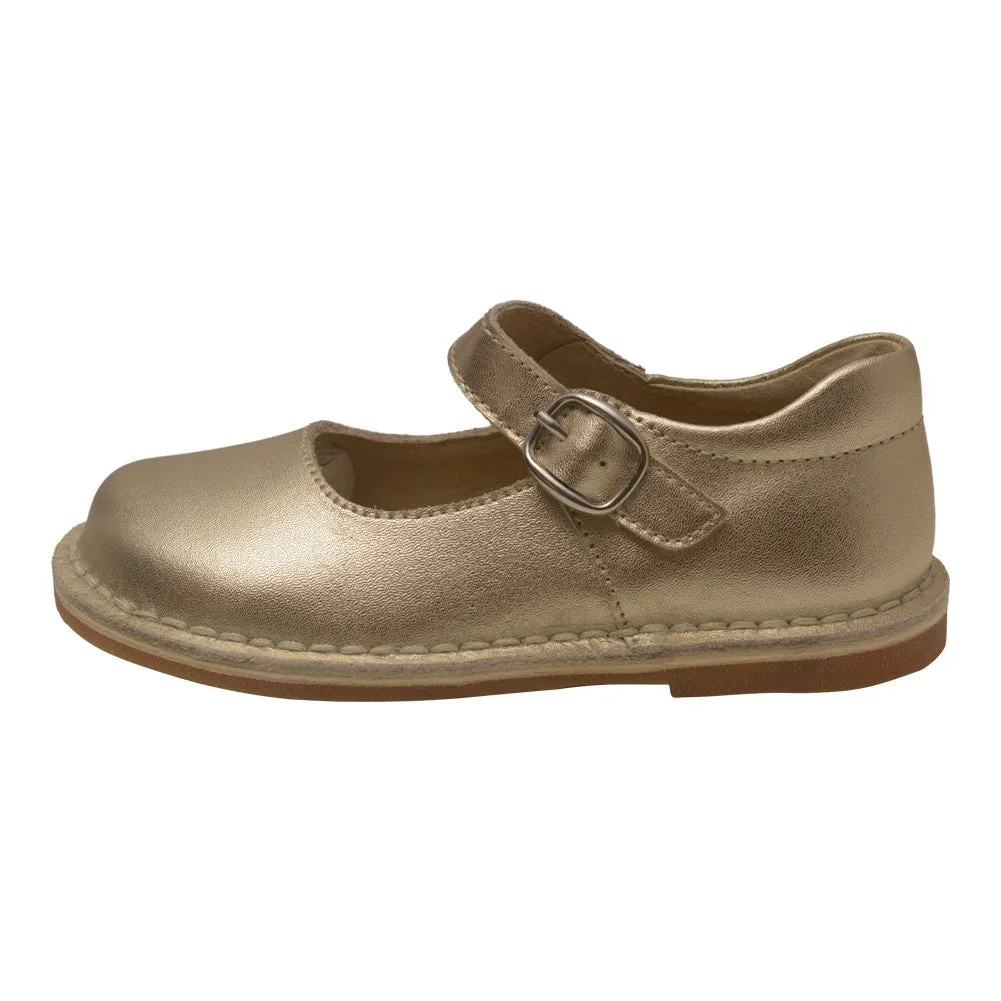 Girls Gold Classic Matte Leather Mary Jane Shoes 4 Baby-10 Toddler