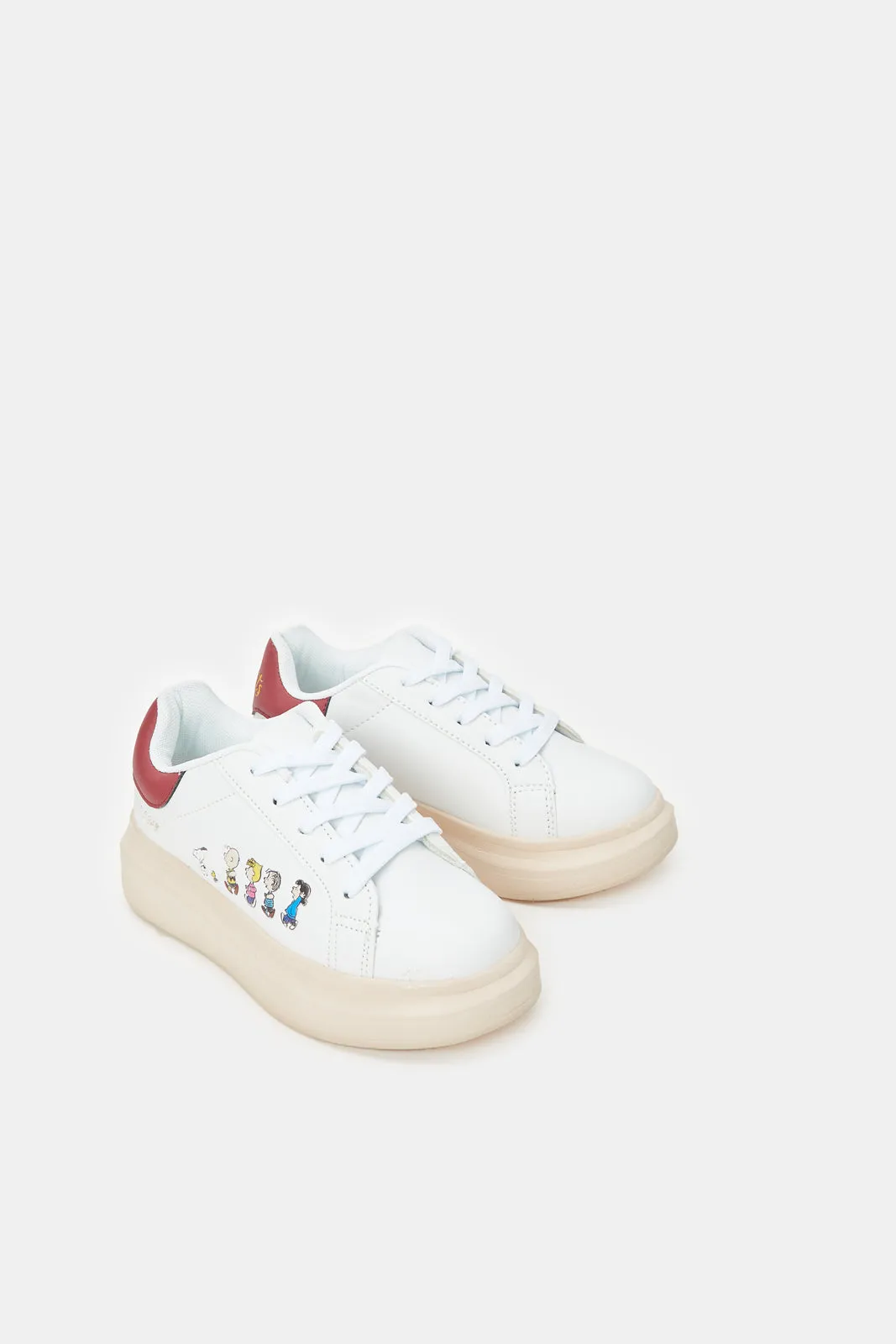 Girls White Peanuts Sneakers