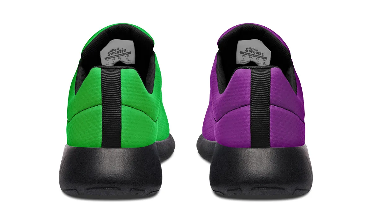 Green And Purple Mismatch Sneakers