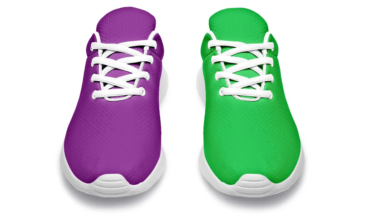 Green And Purple Mismatch Sneakers