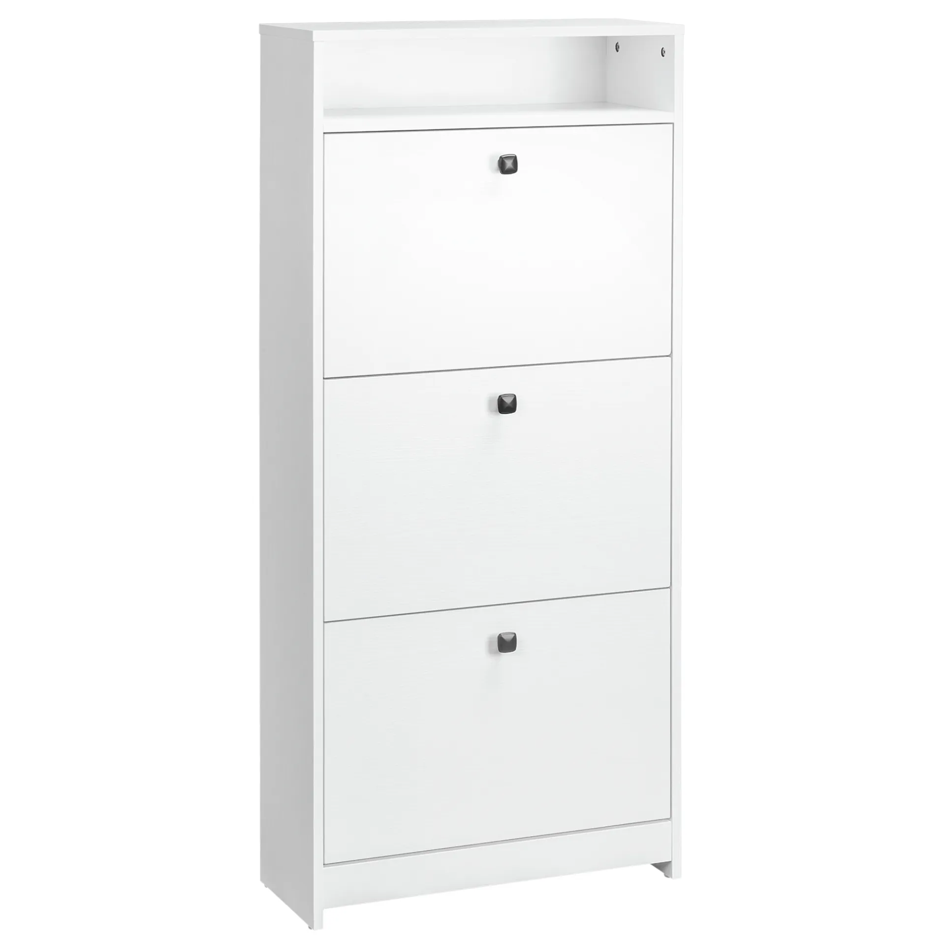 HOMCOM Space-saving White Shoe Storage Cabinet with 3 Drawers for Hallway Footwear Organization