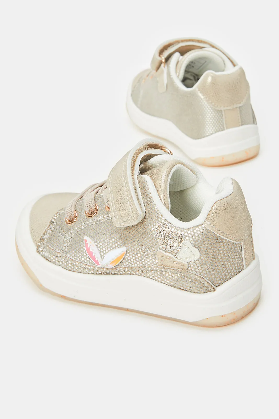 Infant Girls Gold Velcro Sneakers