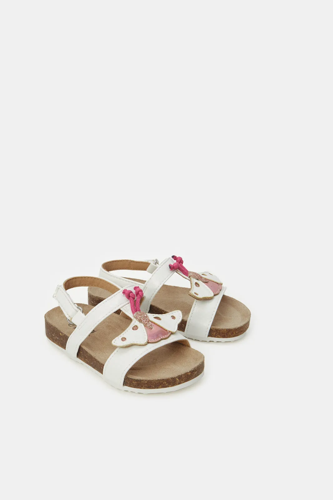 Infant Girls White Butterfly Trim Sandals