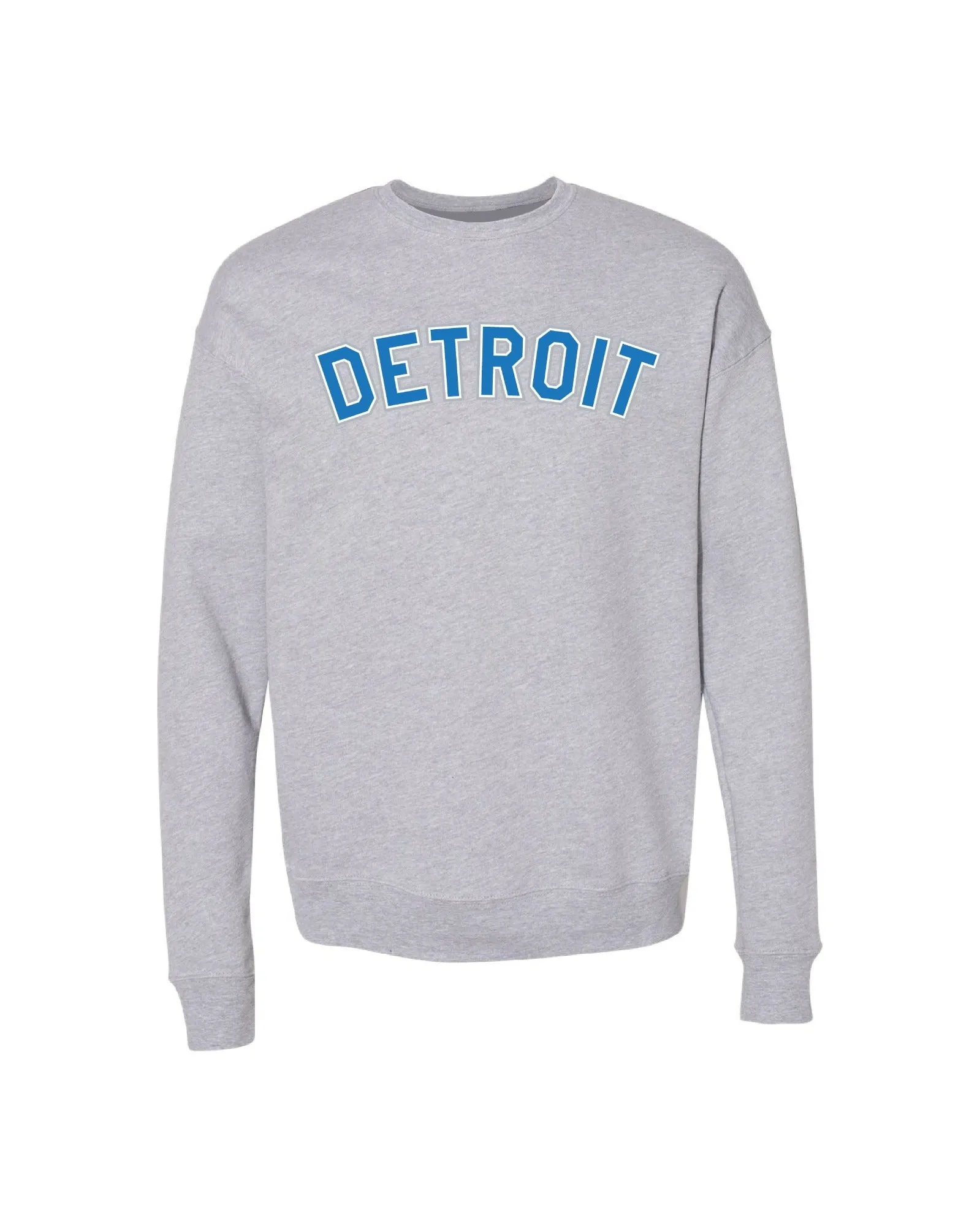 Ink Detroit - Honolulu Blue and Silver print on Athletic Grey Crewneck