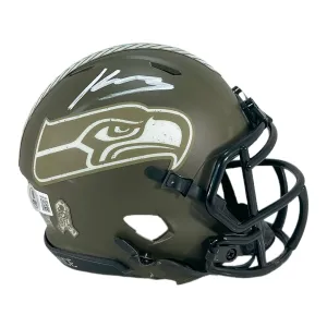 Kenneth Walker Signed Seattle Seahawks Salute to Service Mini Football Helmet (Beckett)