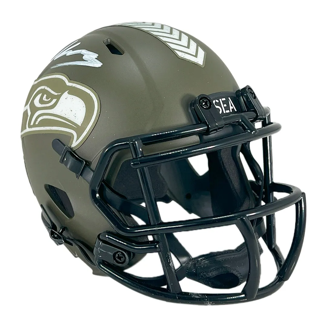 Kenneth Walker Signed Seattle Seahawks Salute to Service Mini Football Helmet (Beckett)