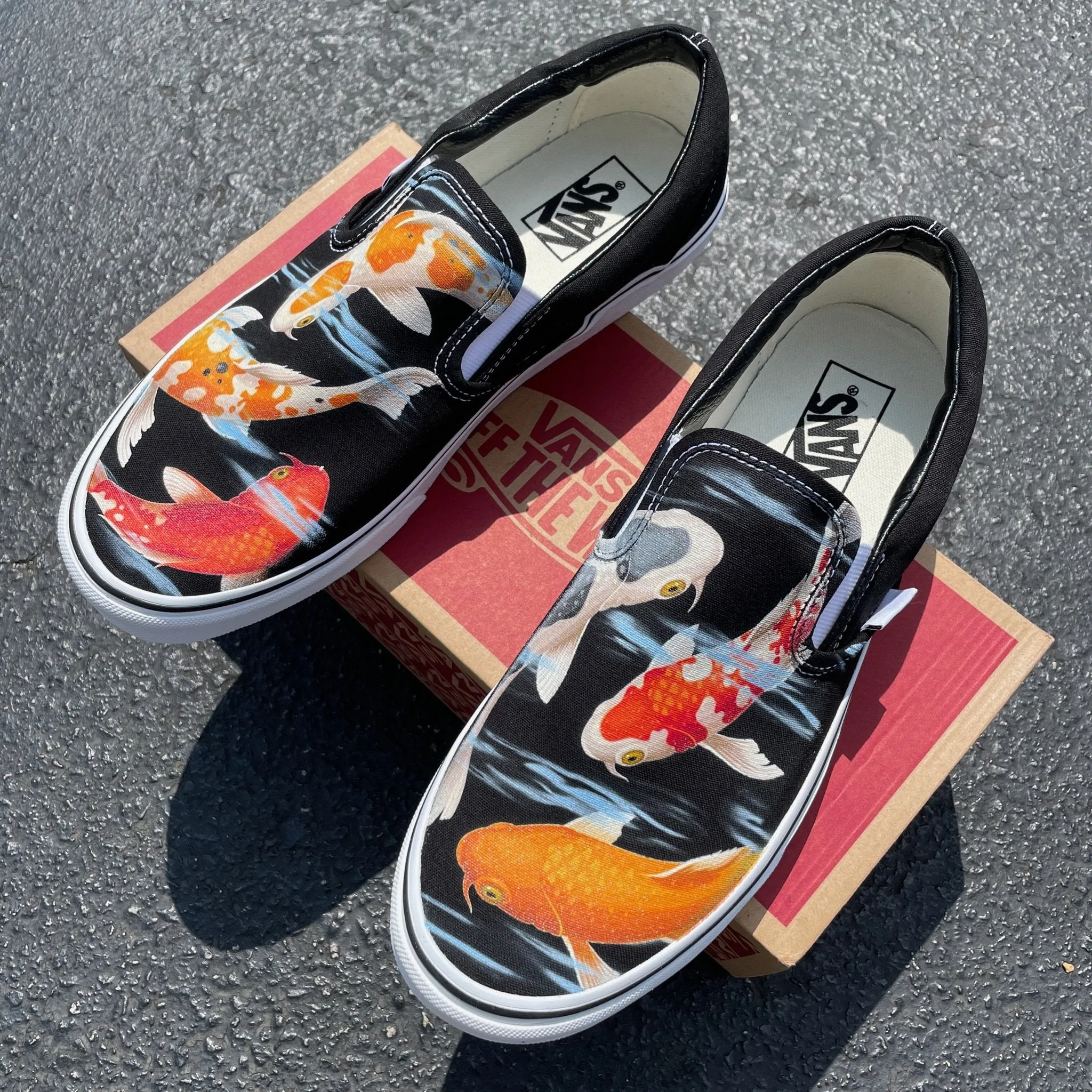 Kids Shoes - Koi Pond Black Slip Ons