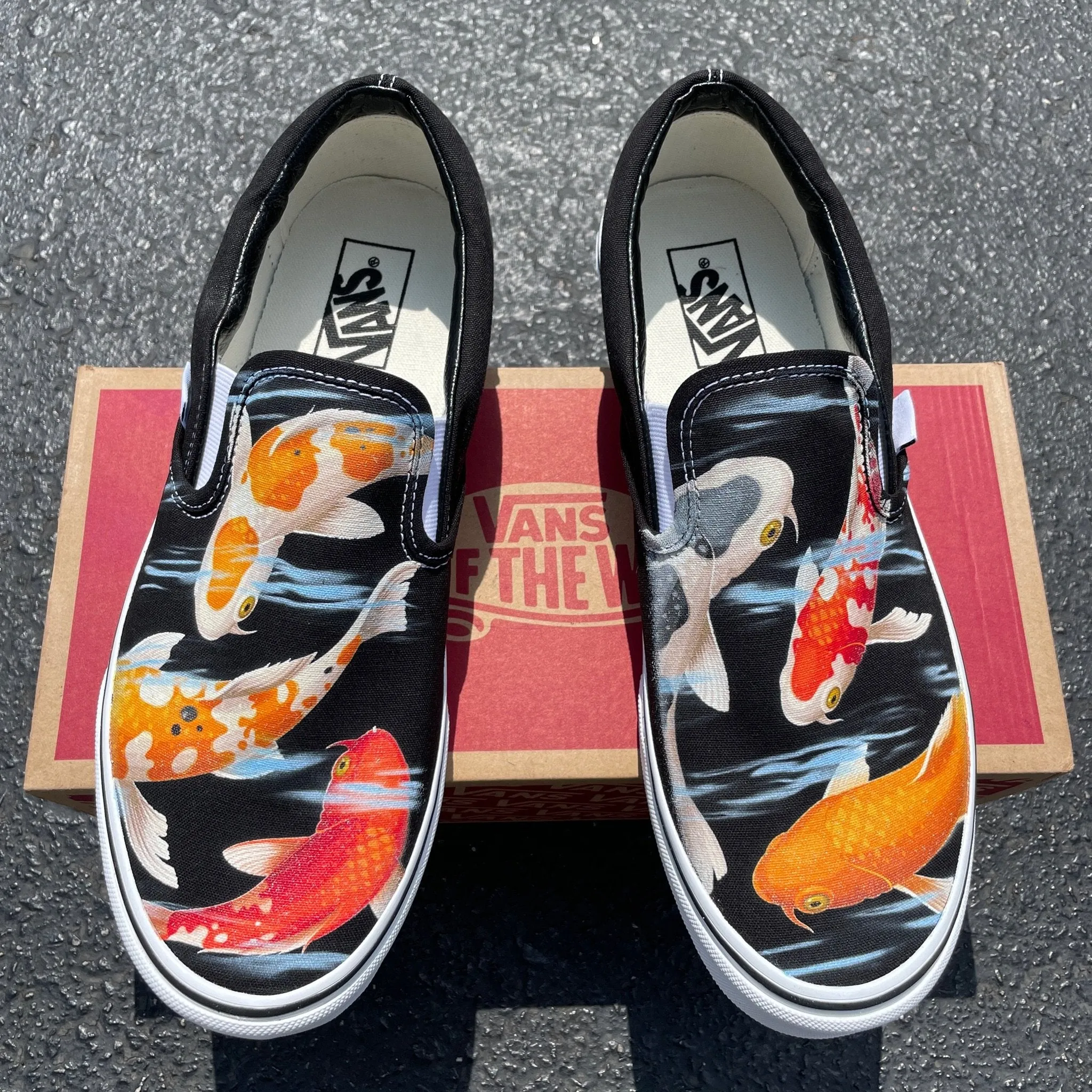 Kids Shoes - Koi Pond Black Slip Ons