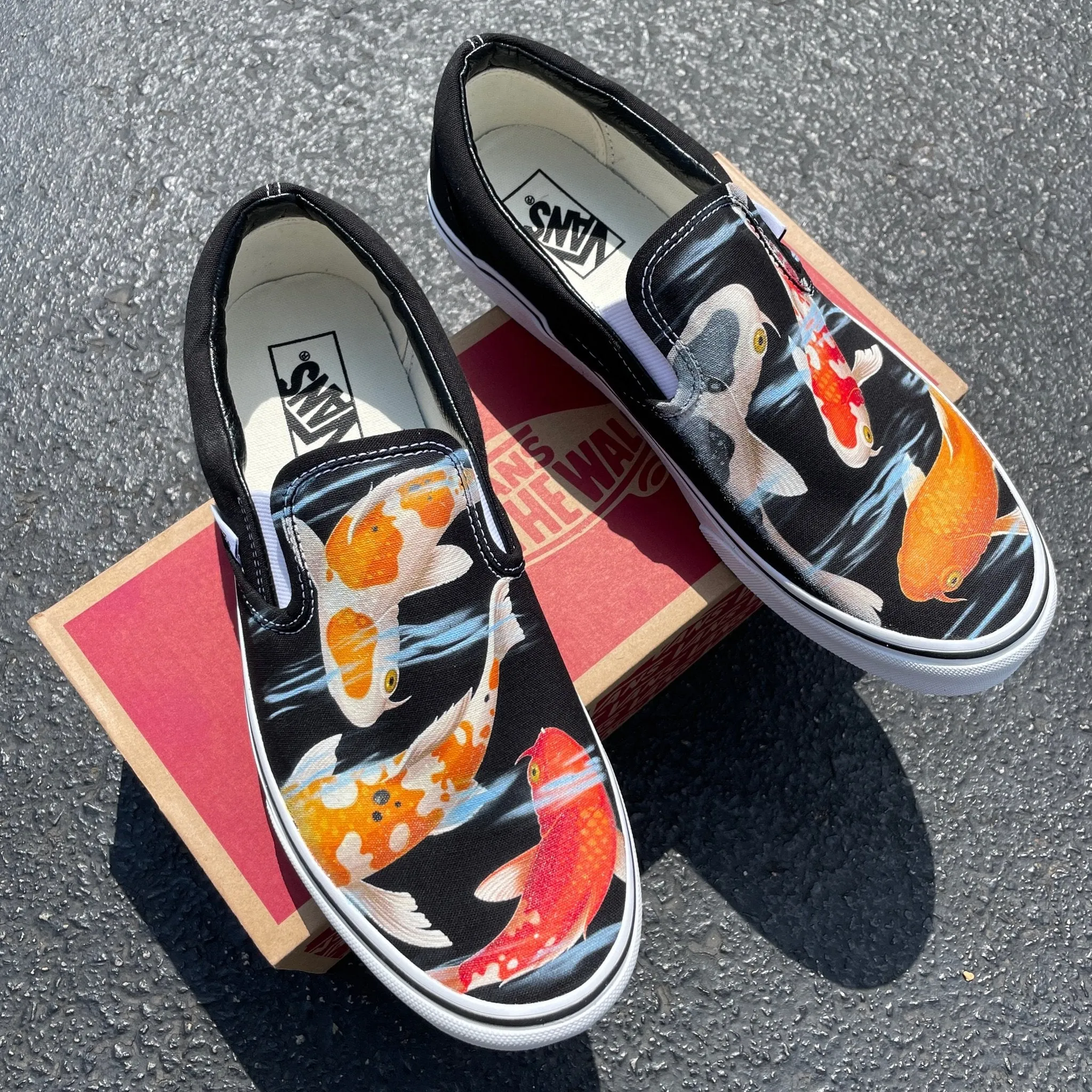 Kids Shoes - Koi Pond Black Slip Ons