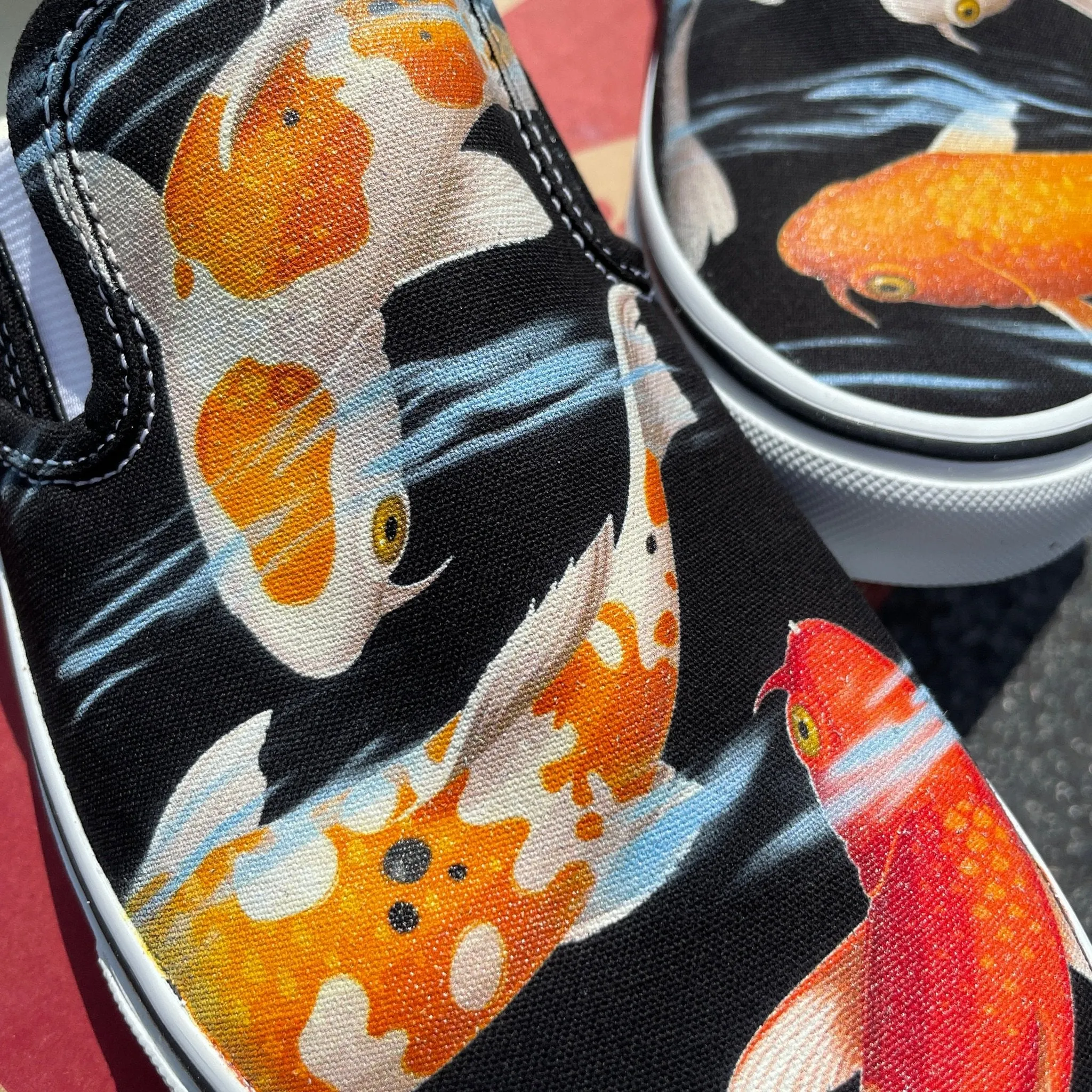 Kids Shoes - Koi Pond Black Slip Ons