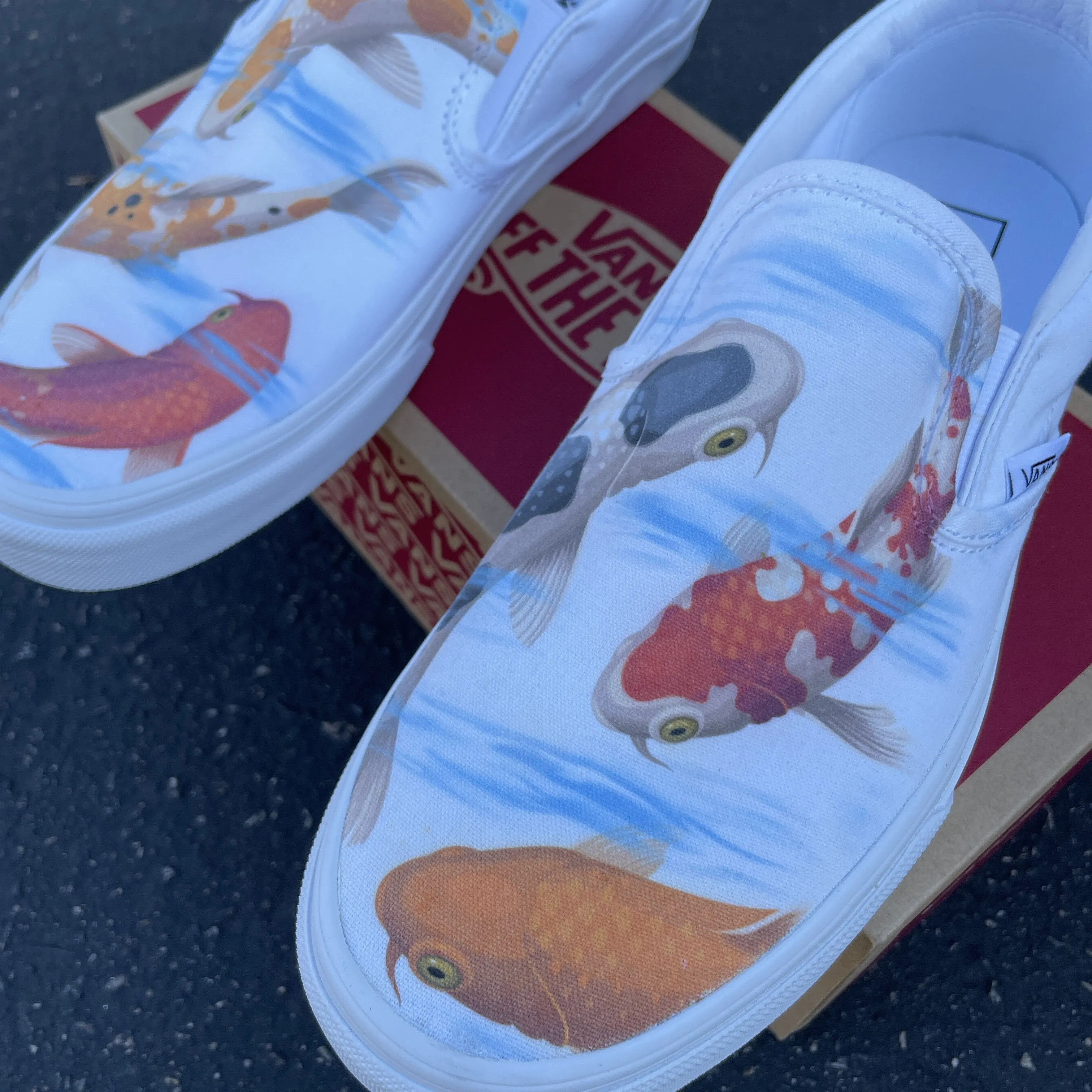 Kids Shoes - Koi Pond White Slip Ons