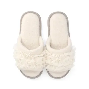 Knit Frill Room Shoes Ivory