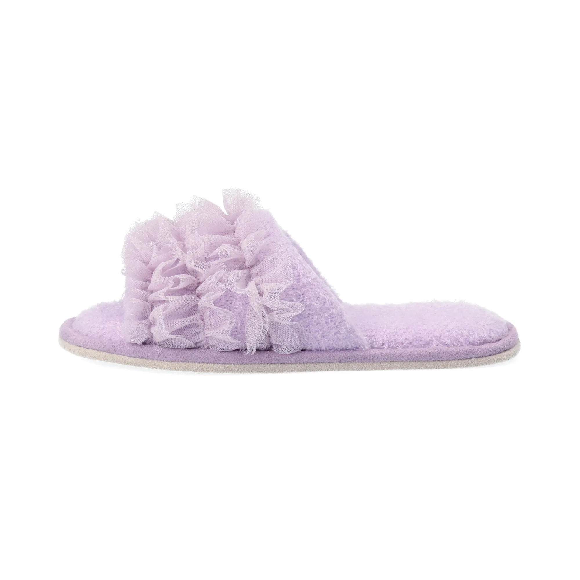 Knit Frill Room Shoes Purple