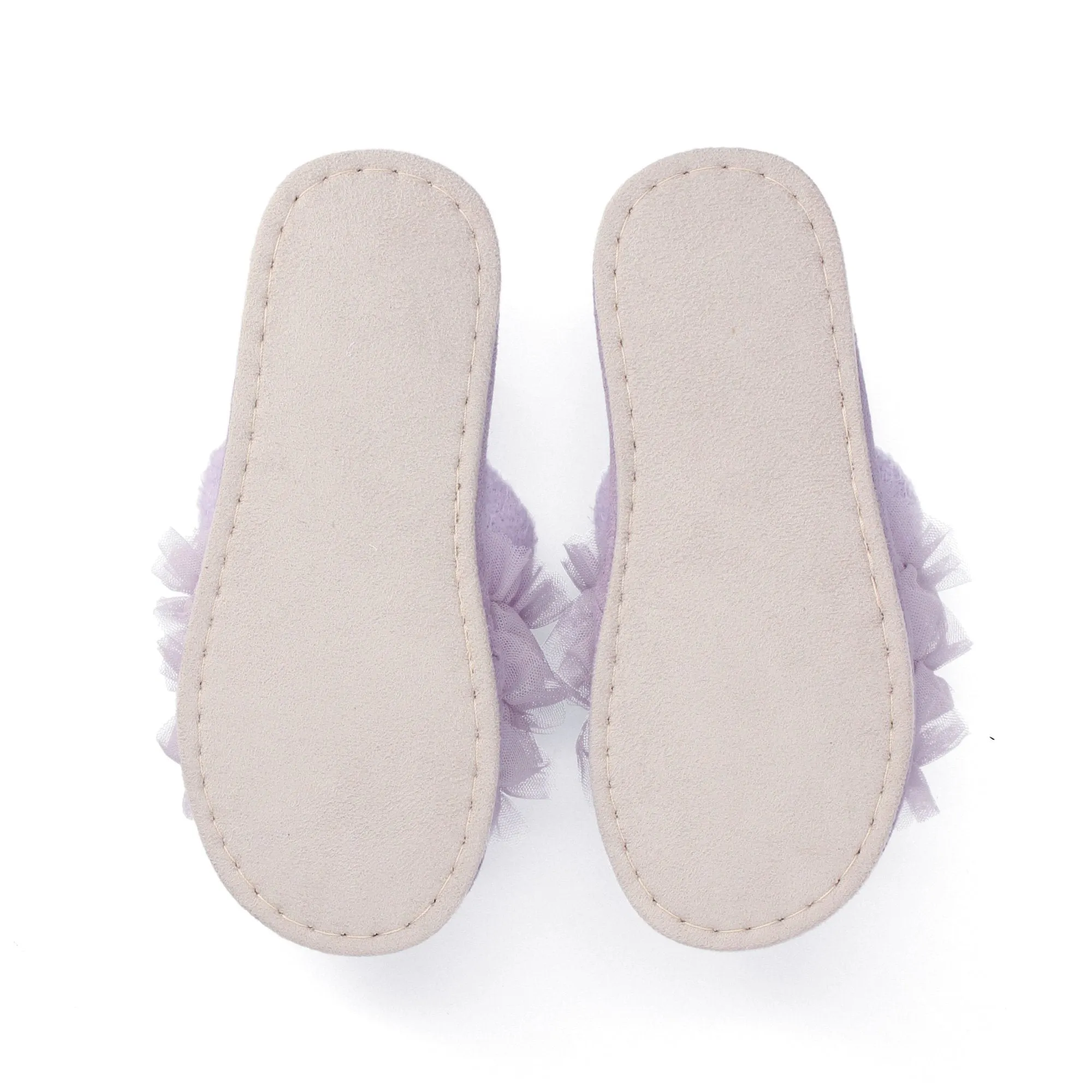 Knit Frill Room Shoes Purple