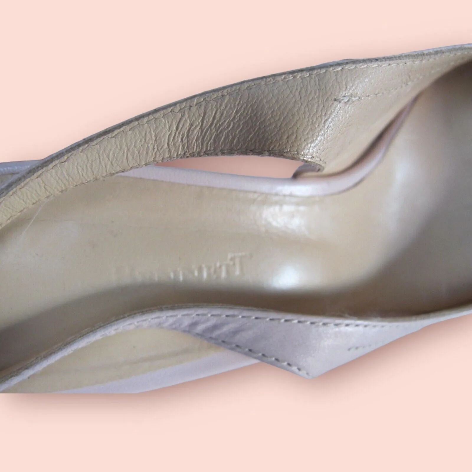 L.K. Bennett Pale Pink Leather Court Shoes Slingback Kitten Heel UK 7 US 9.5 EU 41