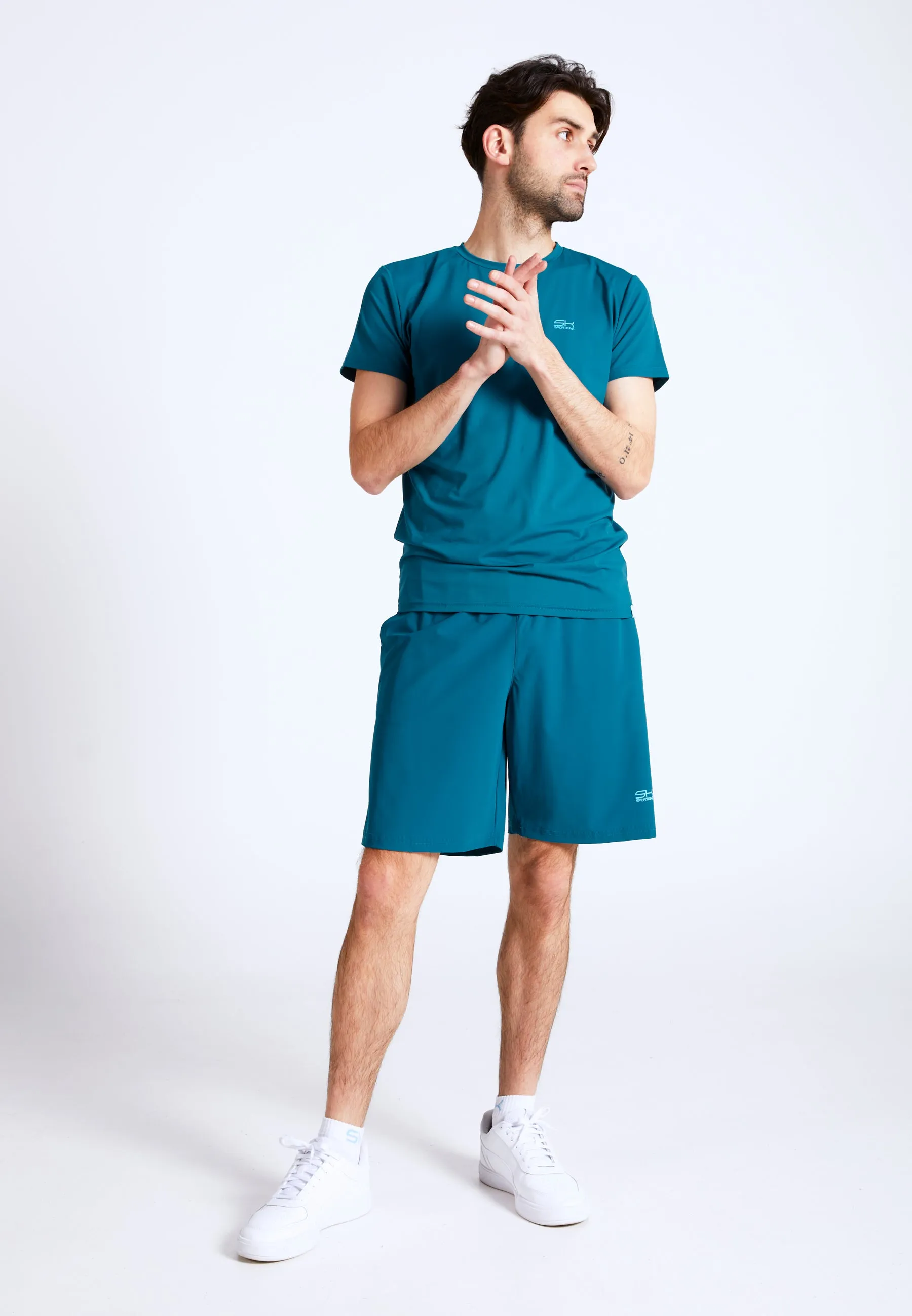 Long tennis shorts, petrol green