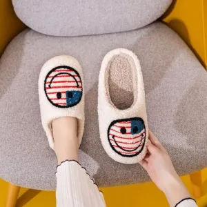 Melody American Flag Smiley Face Slippers