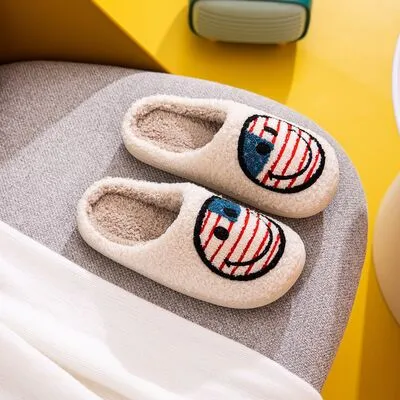 Melody American Flag Smiley Face Slippers