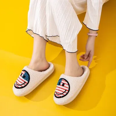 Melody American Flag Smiley Face Slippers