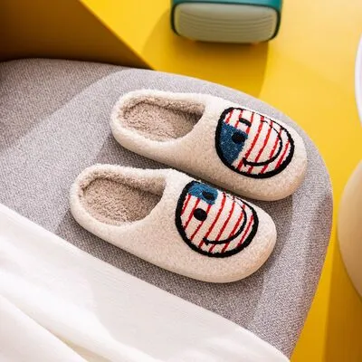 Melody American Flag Smiley Face Slippers