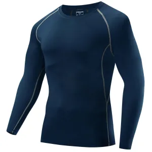 Men Long Sleeve Compression Shirt Jersey Active Sports Base Layer T-Shirt Athletic Workout Shirt for Cycling Running Fitness