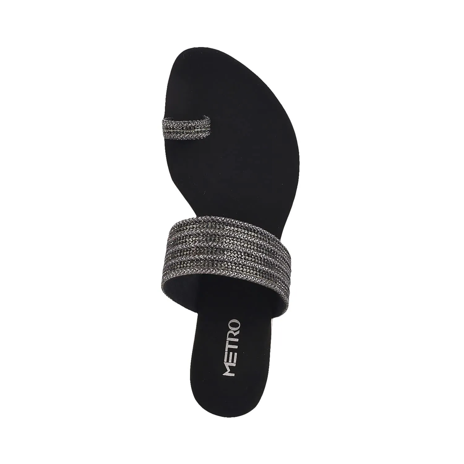 Metro Womens Synthetic Black Slip Ons