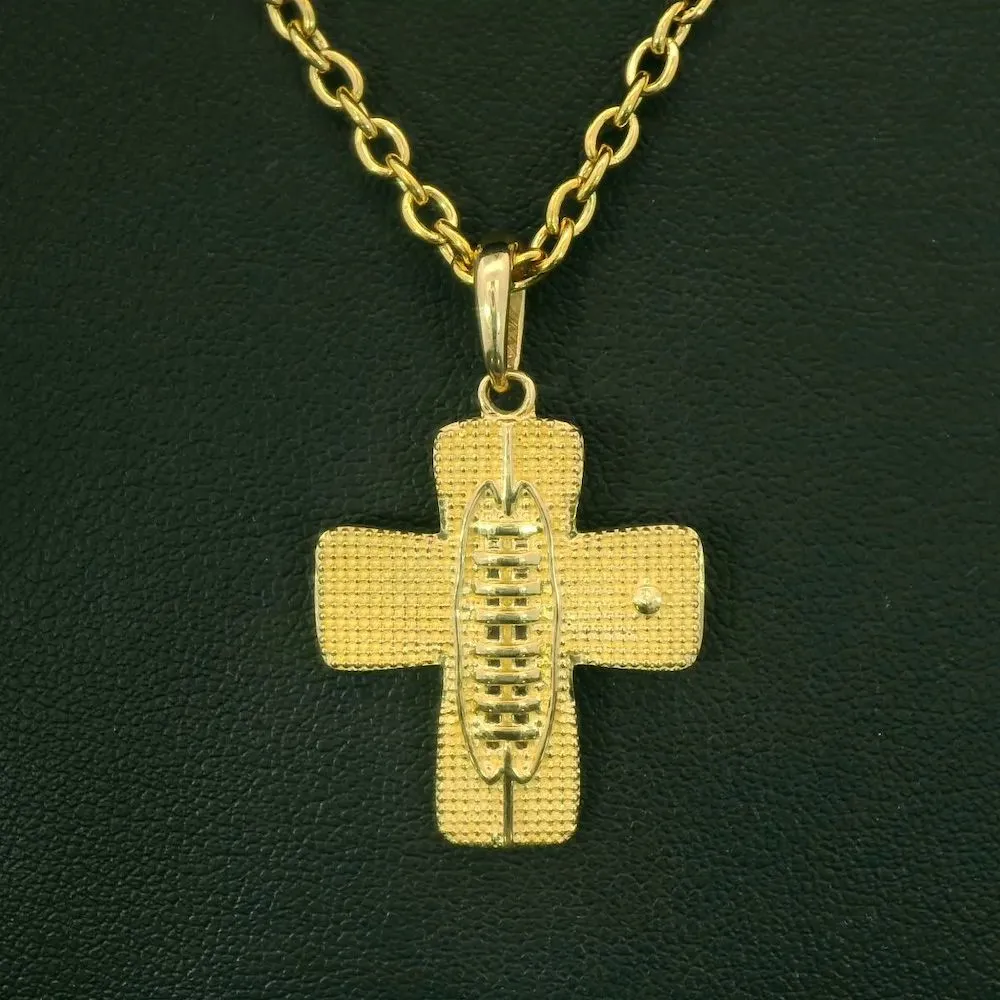 Mini Blitz Football Cross Necklace | Gold