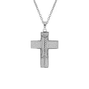 Mini Pigskin Football Cross Necklace | Sterling Silver