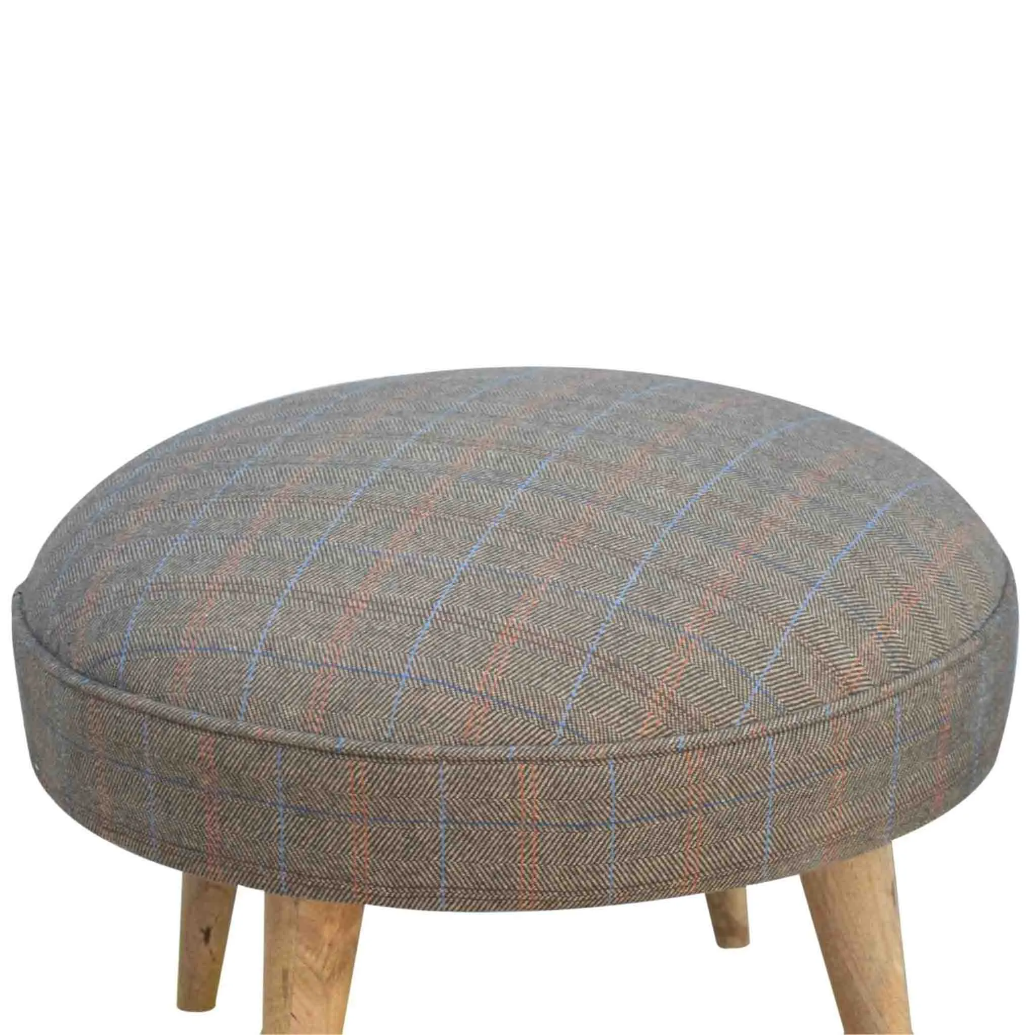 Multi Tweed Round Footstool