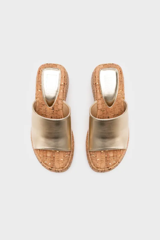 NATURAL CORK WEDGE HEEL SLIDE