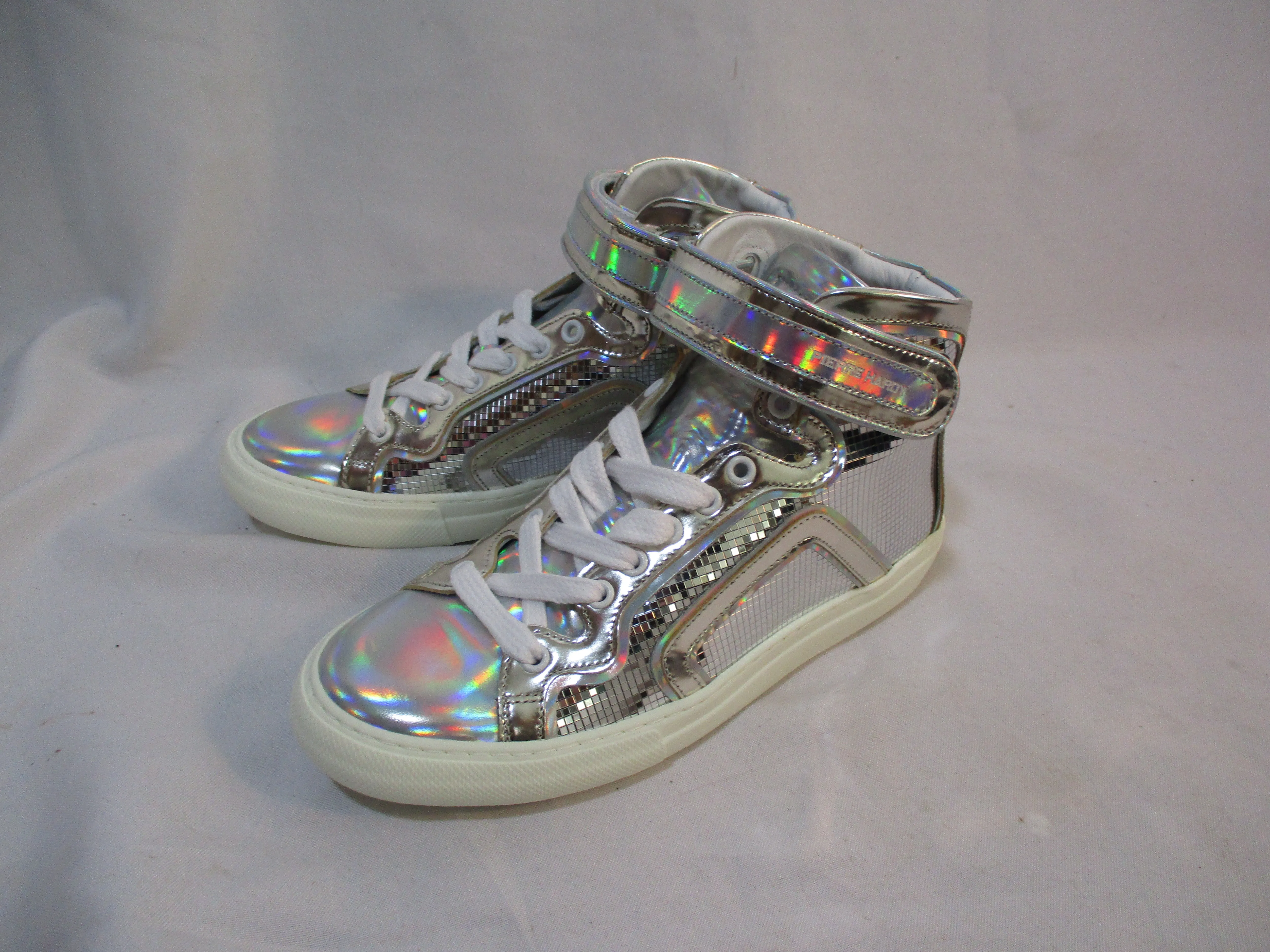 NEW PIERRE HARDY SILVER MIRROR Sneaker TRAINER Shoe 36 SILVER Glittery