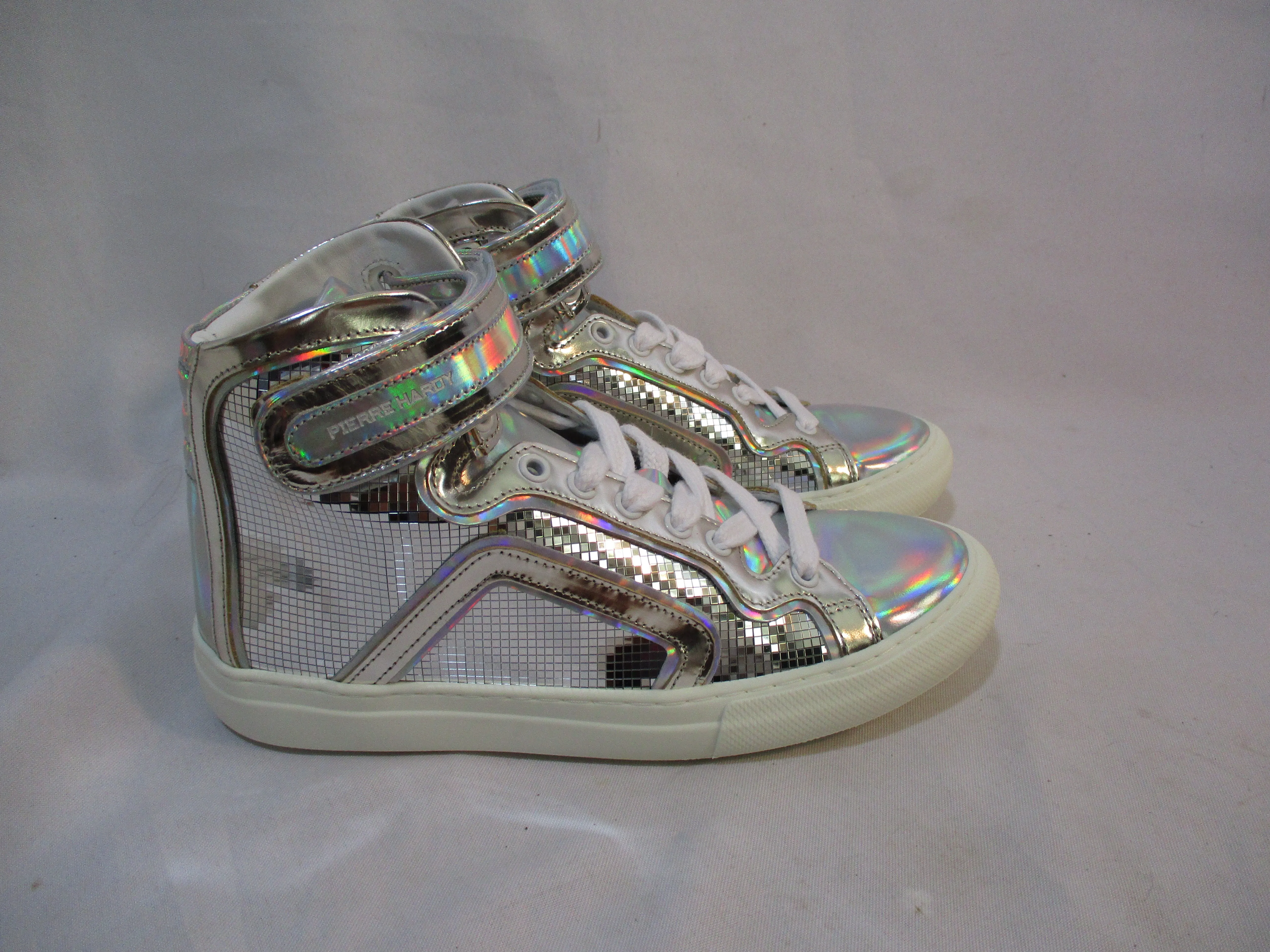 NEW PIERRE HARDY SILVER MIRROR Sneaker TRAINER Shoe 36 SILVER Glittery