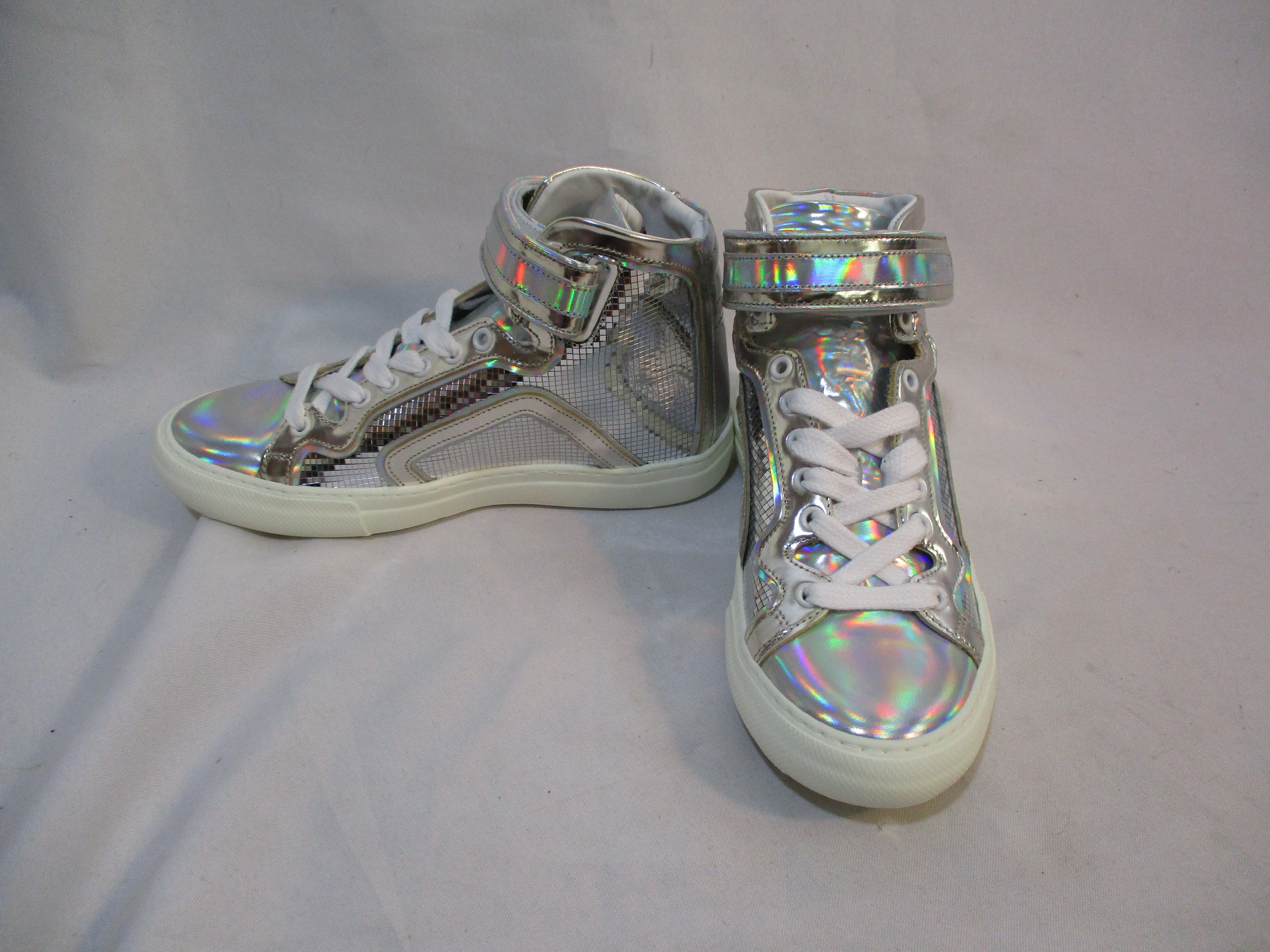 NEW PIERRE HARDY SILVER MIRROR Sneaker TRAINER Shoe 36 SILVER Glittery