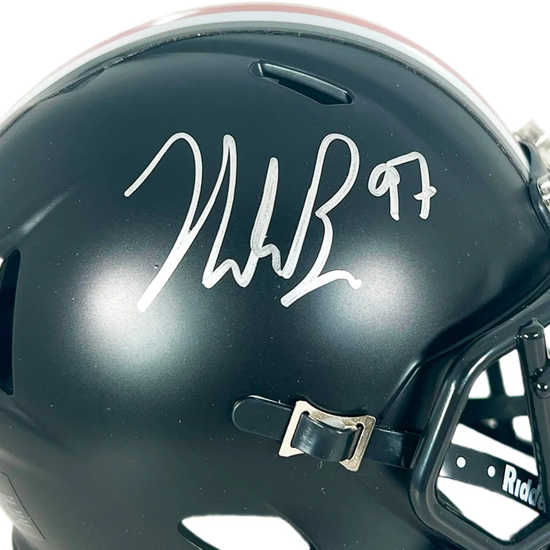 Nick Bosa Signed Ohio State Buckeyes Flat Black Speed Mini Football Helmet (JSA)