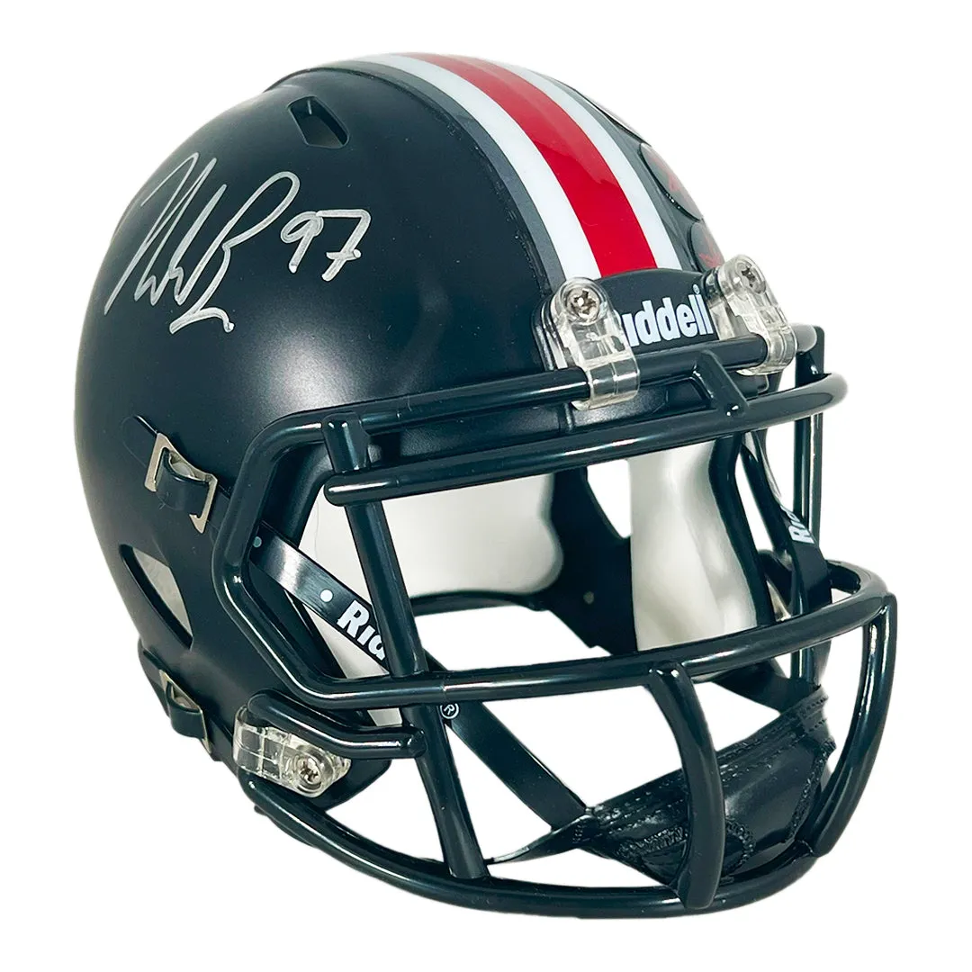 Nick Bosa Signed Ohio State Buckeyes Flat Black Speed Mini Football Helmet (JSA)