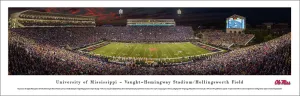 Ole Miss Rebels Football Vaught-Hemingway Stadium Game Night Panoramic Poster Print - Blakeway 2014