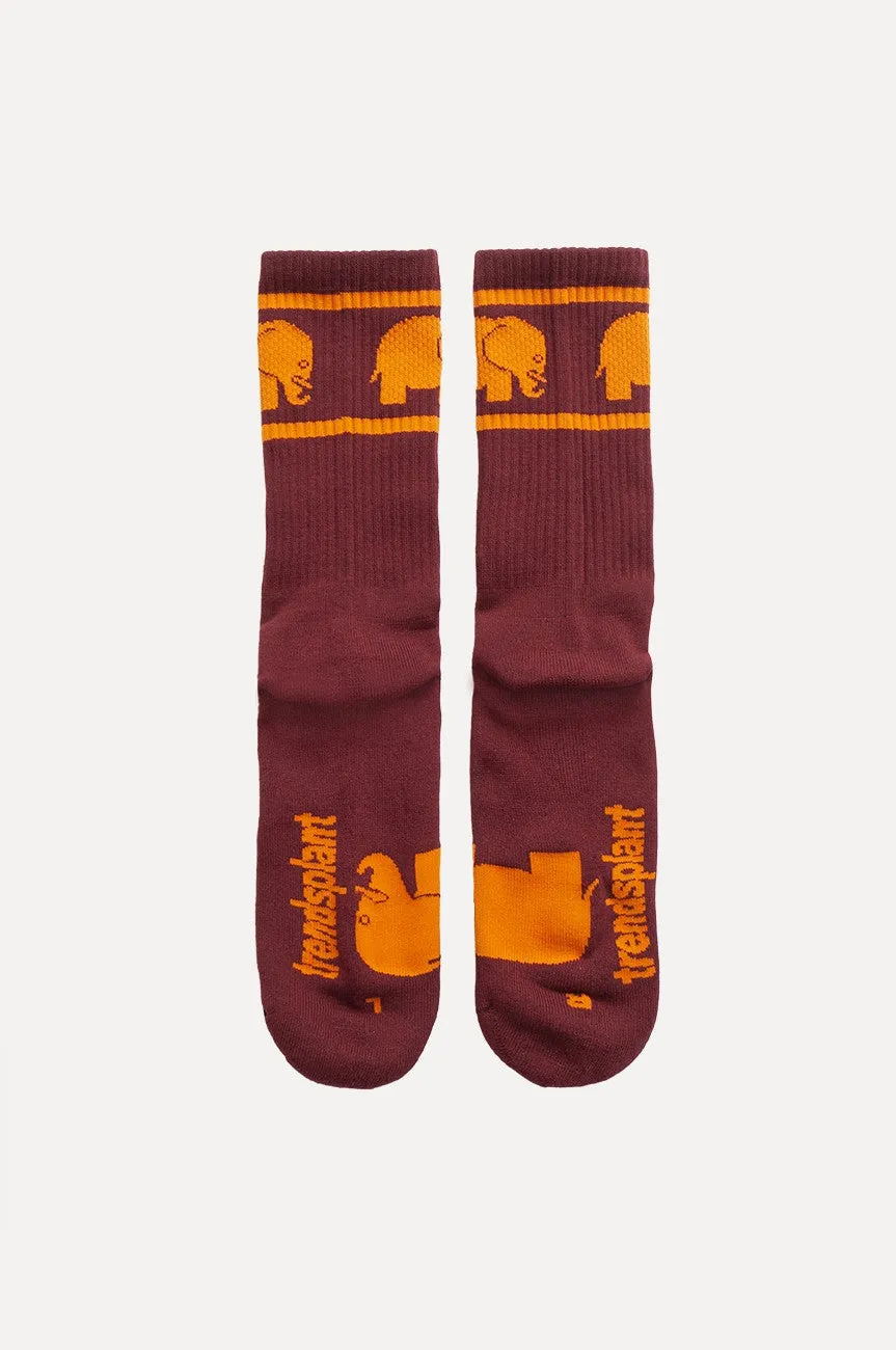 Organic Cotton Athletic Socks Burgundy