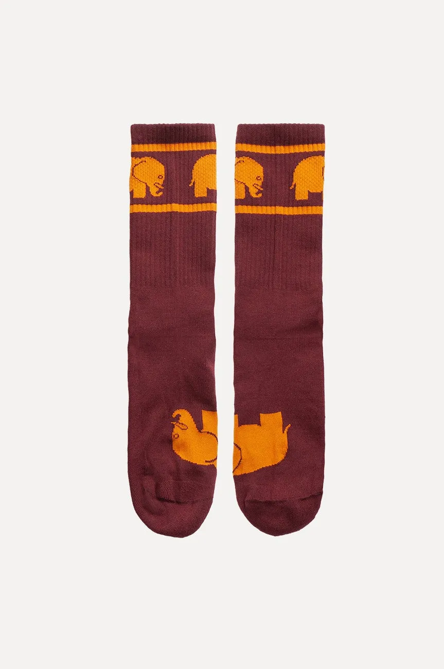 Organic Cotton Athletic Socks Burgundy