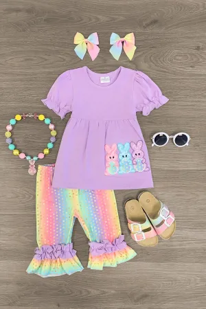 Pastel Bunny Polka Dot Capri Set