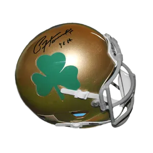 Paul Hornung Notre Dame Shamrock Autographed Football Mini Helmet Gold (JSA)