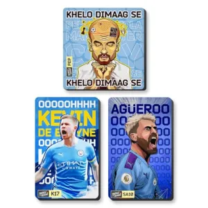 Pep Guardiola, Kevin de Bruyne, Sergio Aguero Football Design Fridge Magnets, 4mm Thick, Glossy Finish, Set of 3, Gift for Sports Fans (Comboof 3)