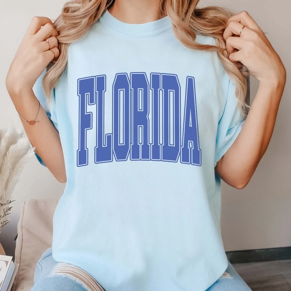 Personalized Collegiate Letter Comfort Color Tee