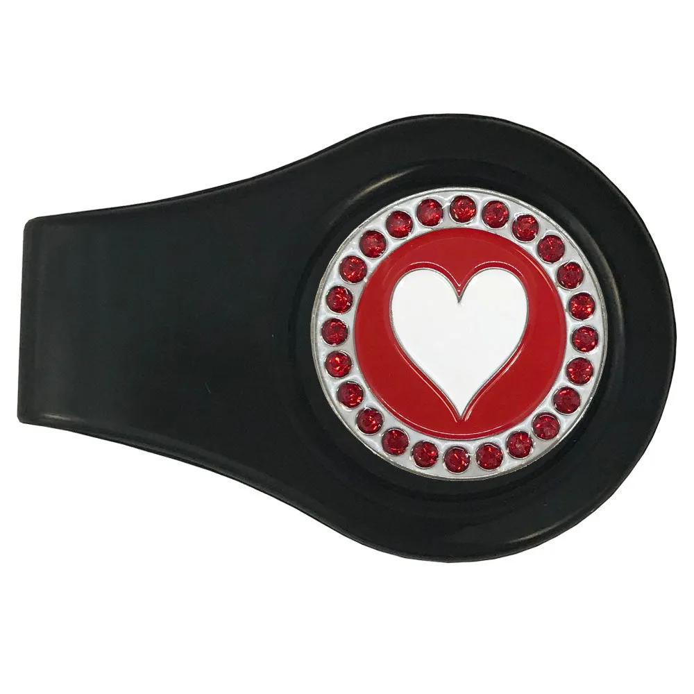 Poker Heart Golf Ball Marker With Colored Clip