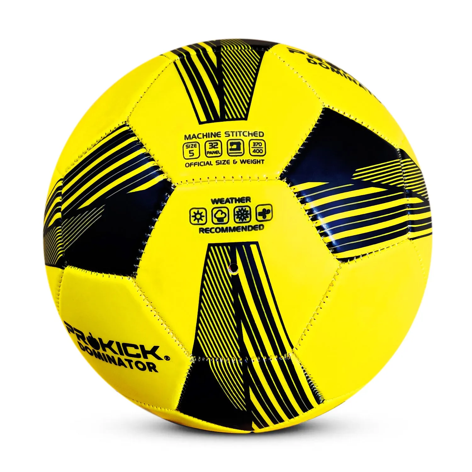 Prokick Dominator Machine Stitched 32 Panel Football, Size 5 (Yellow/Black)